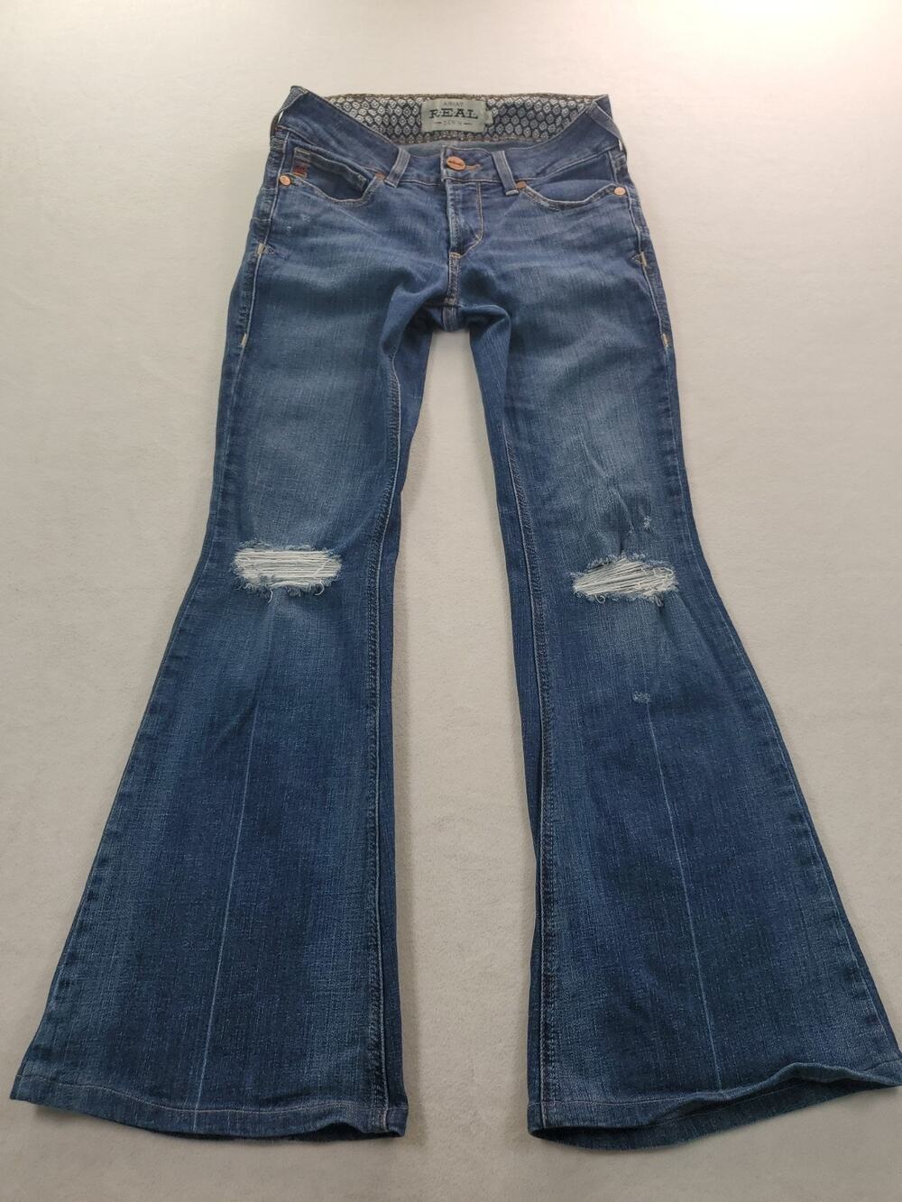 Ariat REAL Denim Jeans Womens 27L Blue Flare Western Riding Stretch
